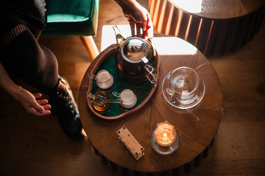 Candlelit café tables